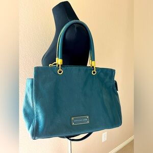 Marc Jacobs Teal Pebbled Leather Satchel Crossbody Handbag ‘Too Hot to Handle’